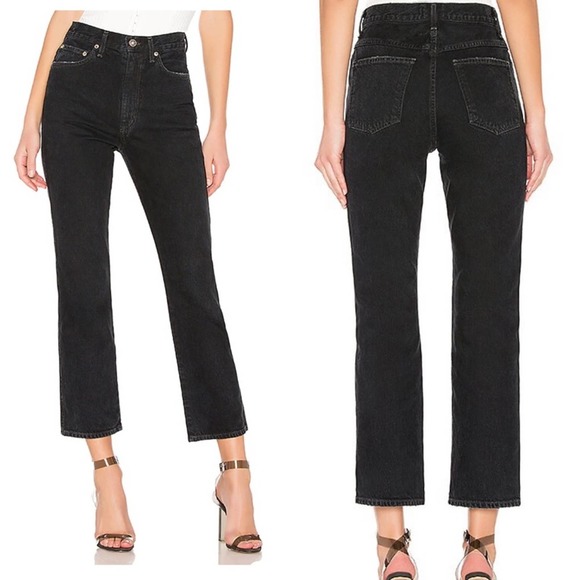 AGOLDE Pinch Waist High Rise Kick in Pepper with Distressed Hem Size 23 - Picture 1 of 9